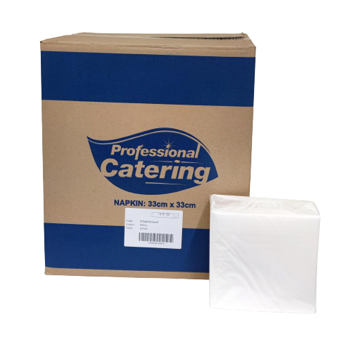 Professional Catering White Napkin 2ply 1/4 fold 33x33cm