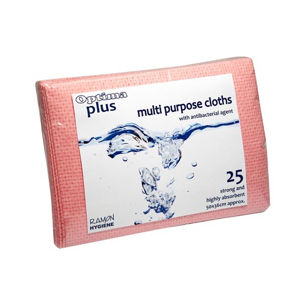 OPTIMA PLUS 759B SUPER ABSORBENT ANTI-BACTERIAL CLOTHS - RED