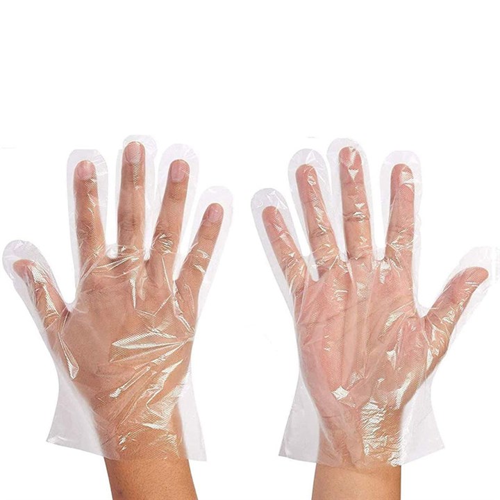 DISPOSABLE CLEAR POLY GLOVES - LARGE