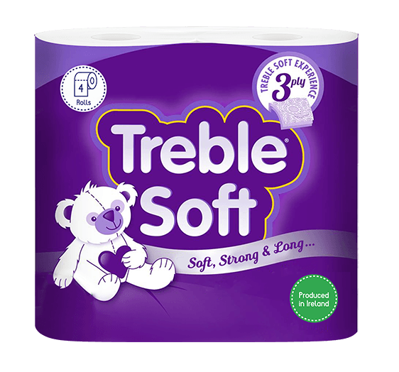 TREBLE SOFT HOUSEHOLD TOILET ROLL 3PLY 166 SHEETS