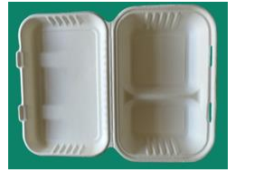 LEAFWARE SUGARCANE 9X6 2 COMPARTMENT CLAMSHELL FOOD BOX