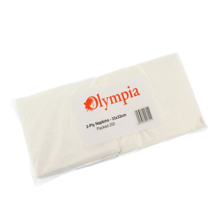 USE ALT . OLYMPIA 2 PLY WHITE NAPKIN 33CM