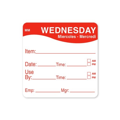 51mm Removable SQUARE LABEL - WEDNESDAY