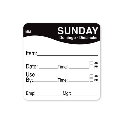 51mm Removable SQUARE LABEL - SUNDAY