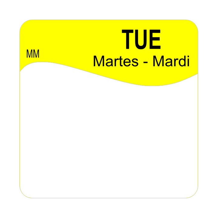 25mm Removable TUESDAY SQUARE LABEL 1100342