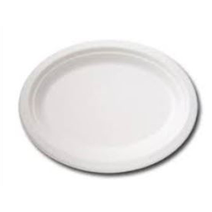 BAGASSE 10 WHITE  OVAL PLATE