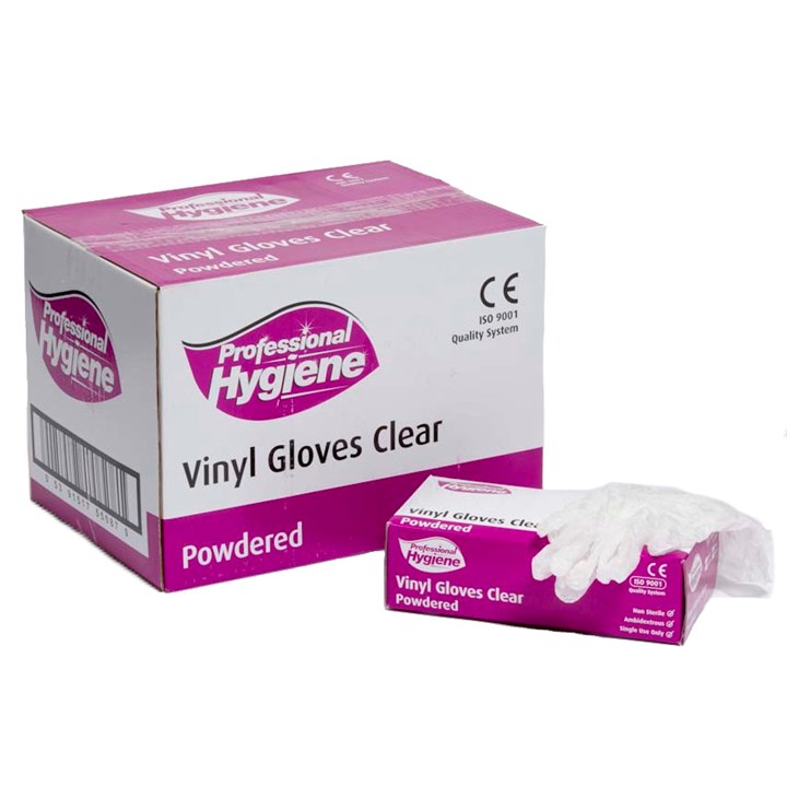 Professional Hygiene Vinyl Clear Powdered Gloves