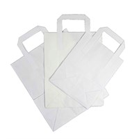 10X15X12 WHITE KRAFT PAPER BAG WITH PAPER TAPE HANDLES 70GSM LARGE