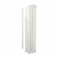 LEAFWARE WHITE 200X6MM PAPER STRAW WRAPPED