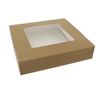 TART BOX BROWN WITH WINDOW 9.5"X9.5"X2"