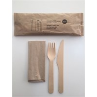 Wooden Meal Pack Fork Knife Spoon Napkin 250