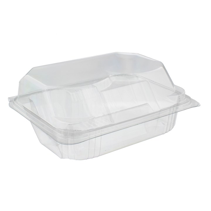 4 DOUGHNUT HINGED CONTAINER CLEAR (L)310 (W)210 (H)43MM