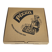 10" PIZZA BOX KRAFT BROWN WITH BLACK STOCK DESIGN 