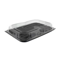 18" black base platter and clear rectangular domed lid combo